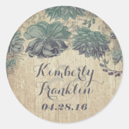 Vintage Sukkulenten Rustikale Hochzeit Runder Aufkleber