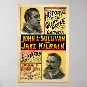 Vintage Sullivan vs. Kilrain Illustriert Cover Poster