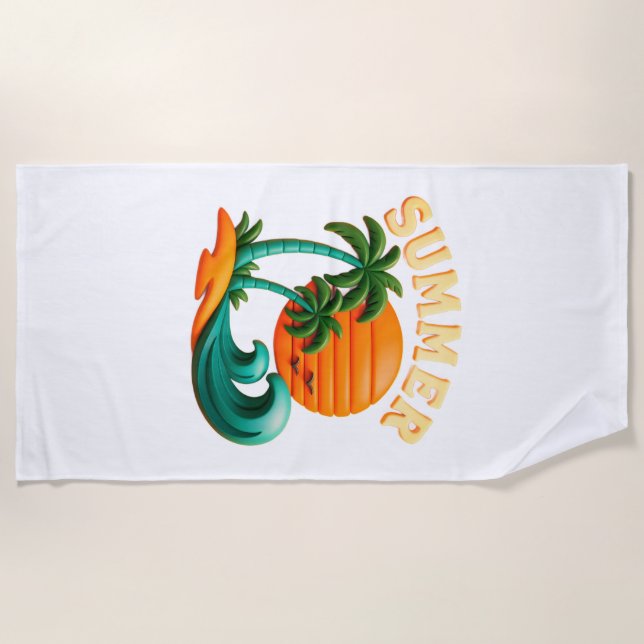 Vintage Summer Beach Vibes Strandtuch (Vorderseite)
