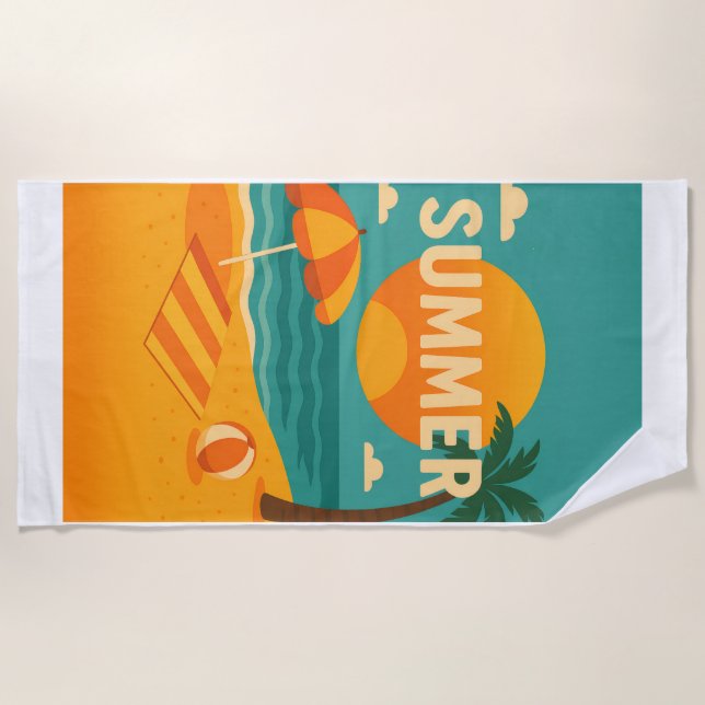 Vintage Summer Beach Vibes Strandtuch (Vorderseite)