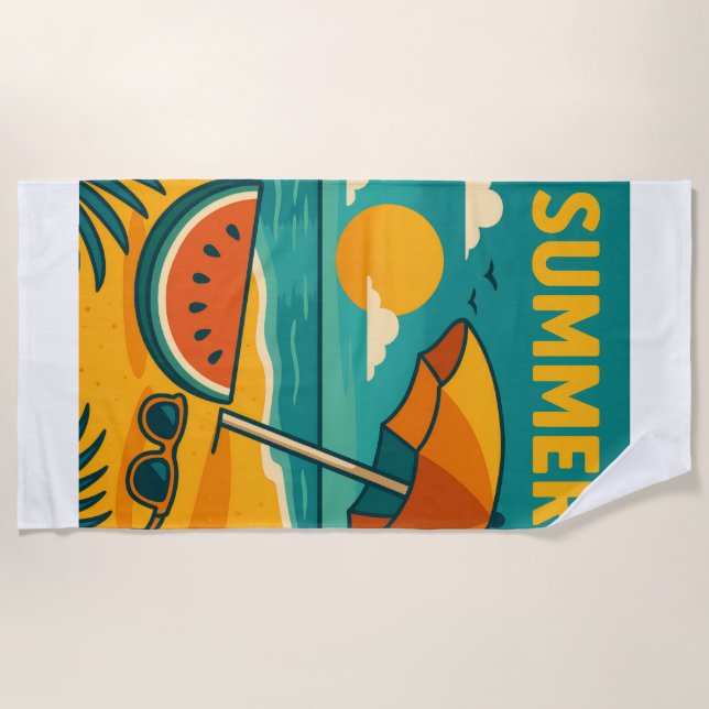 Vintage Summer Beach Vibes Strandtuch (Vorderseite)