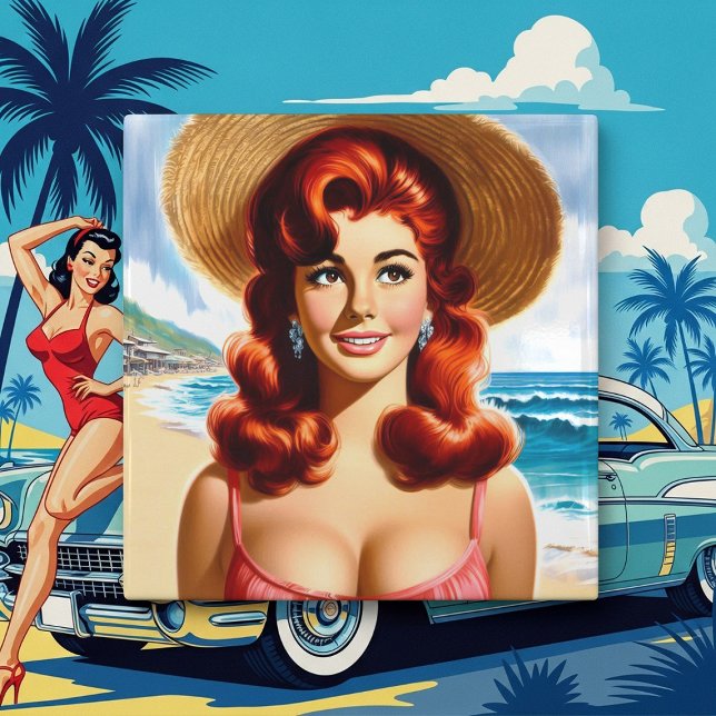 Vintage Summer Pin-up Fliese (Von Creator hochgeladen)