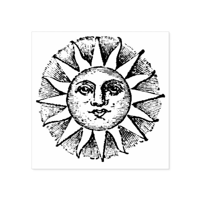 Vintage Sun Face Rubber Stamp Gummistempel (Prägung)
