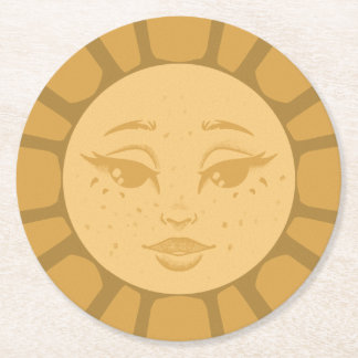 Vintage Sun Wedding Coaster Runder Pappuntersetzer