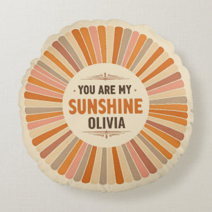 Vintage Sunburst "Du bist meine Sonne" Rundes Kissen