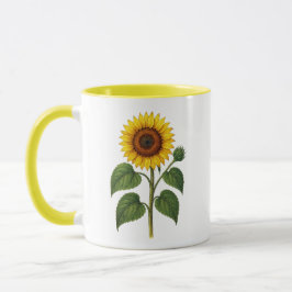Vintage Sunflower mug w/ yellow handle, inside Tasse