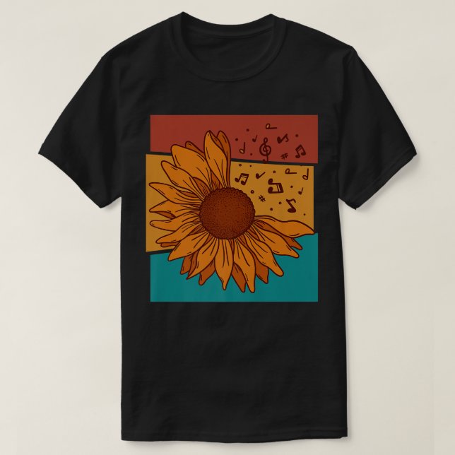 Vintage Sunflower Music Notes3240 T-Shirt (Design vorne)