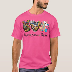 Vintage Sunflower Peace Love Unicorn Funny Unicorn T-Shirt