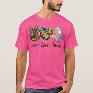 Vintage Sunflower Peace Love Unicorn Funny Unicorn T-Shirt