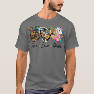 Vintage Sunflower Peace Love Unicorn Funny Unicorn T-Shirt