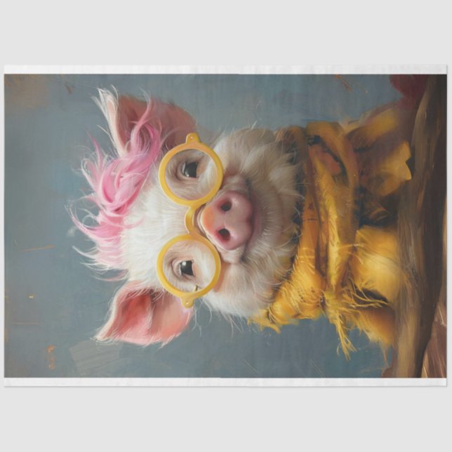 Vintage Sunny Snout Pig Decoupage Seidenpapier (Vorderseite)