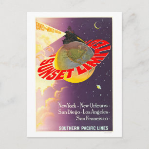 Vintage Sunset Limited Southern Pacific Plakat Postkarte