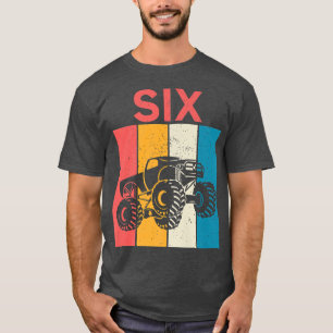 Vintage Sunset Retro I'm Six 6th Birthday Monster T-Shirt