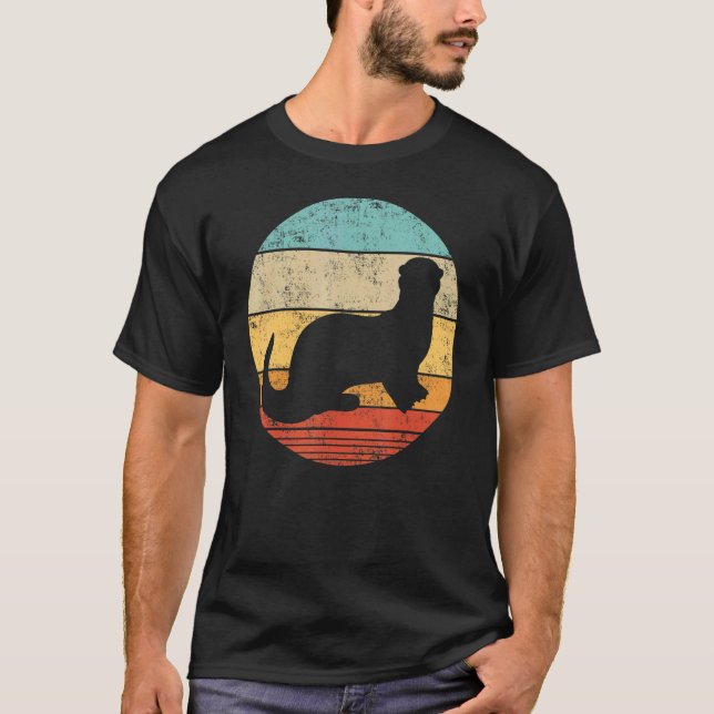 Vintage Sunset Retro Otter Sea Animal T-Shirt (Vorderseite)