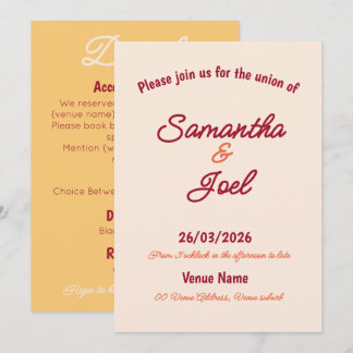Vintage Sunset Retro Wedding Invitation Einladung