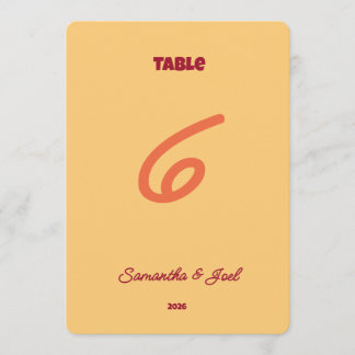 Vintage Sunset Retro Wedding Table Number Einladung