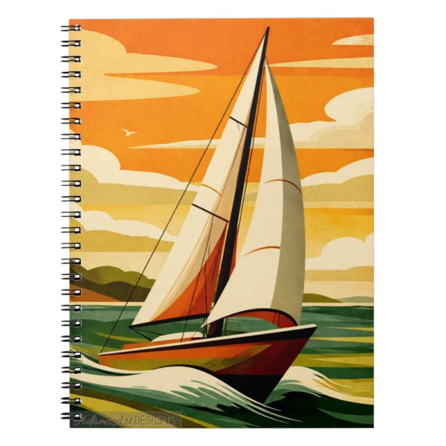 Vintage Sunset Sailboat Ocean Adventure Notizblock (Vorderseite)