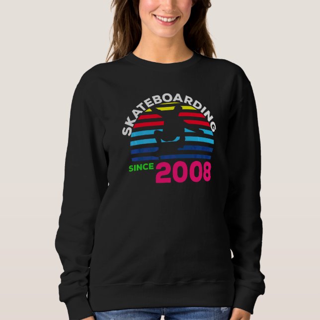 Vintage Sunset Skateboarding seit 2008 Sweatshirt (Vorderseite)