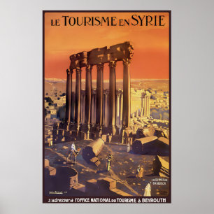 Vintage-Sunset-Syrien-Reiseplakat-Druck, Baalbek Poster