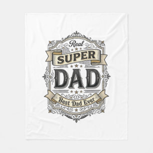 Vintage Super Dad Abzeichen Shirt Design_1 Fleecedecke