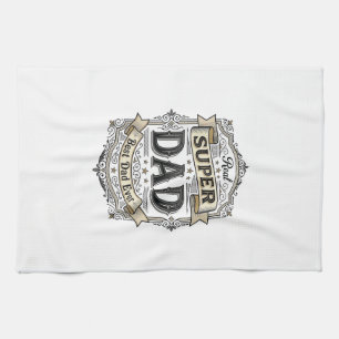 Vintage Super Dad Abzeichen Shirt Design_1 Geschirrtuch