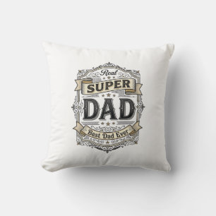 Vintage Super Dad Abzeichen Shirt Design_1 Kissen