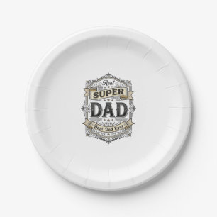 Vintage Super Dad Abzeichen Shirt Design_1 Pappteller