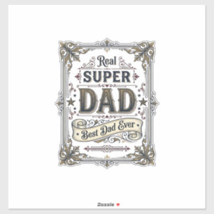 Vintage Super Dad Best Dad Ever T-Shirt Design_1 Aufkleber
