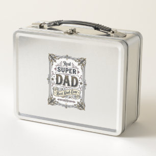 Vintage Super Dad Best Dad Ever T-Shirt Design_1 Metall Brotdose