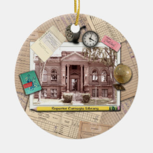 Vintage SUperior Carnegie-Bibliothek Keramik Ornament