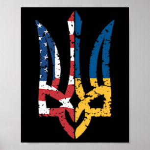 Vintage Support Ukraine Amerikanische Flagge Ukrai Poster