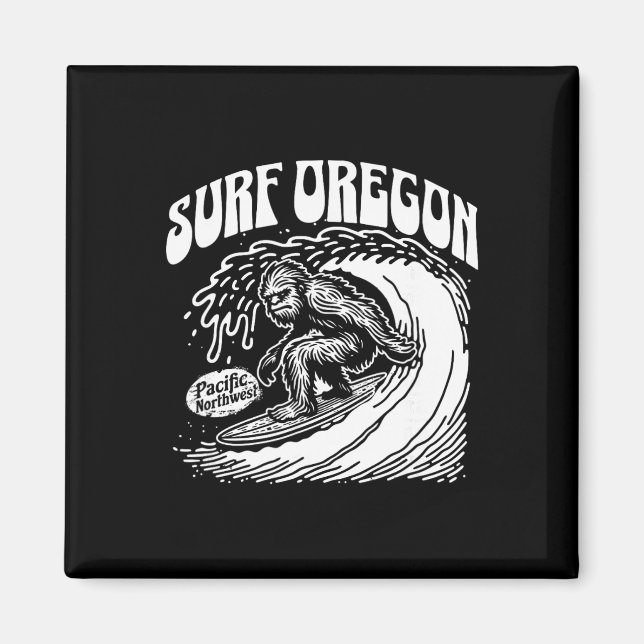 Vintage Surf Oregon Surfen Sasquatch Surfer  Magnet (Vorne)