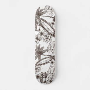 Vintage Surf Van Palms Surfboard Hawaiian Skateboard