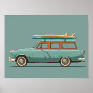 Vintage Surf Wagen – Retro Strand Auto Poster