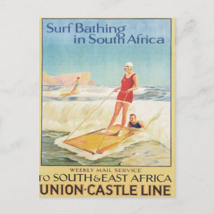 Vintage-Surfbaden Südafrika Postkarte