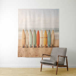 Vintage-Surfboards am Strand Wandteppich