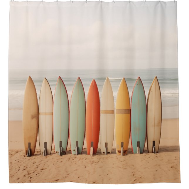 Vintage Surfboards Duschvorhang (Vorderseite)