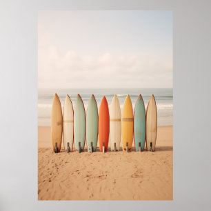 Vintage Surfbretter am Strand Poster