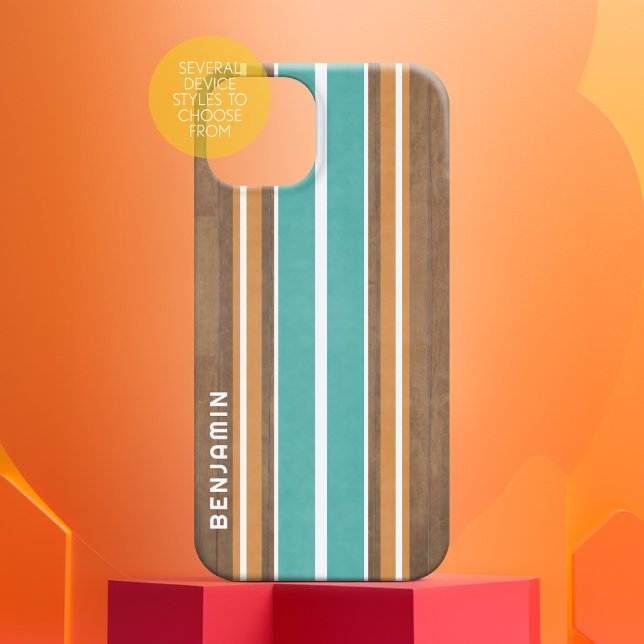 Vintage Surfbretter - subtiler Holzhintergrund Case-Mate iPhone Hülle (Personalized Phone Case with Custom Text)