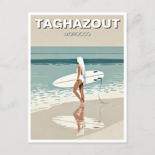 Vintage Surfen im Taghazout Surfer Girl Postkarte