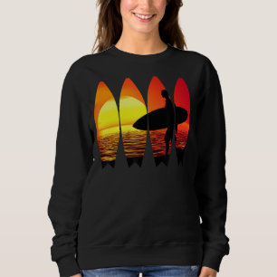 Vintage-Surfen Männer und Frauen Retro-Surfbrett S Sweatshirt