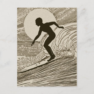 Vintage Surfen Postkarte