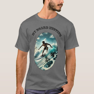 Vintage-Surfen-Surfer-Reitet auf einer Großen Well T-Shirt