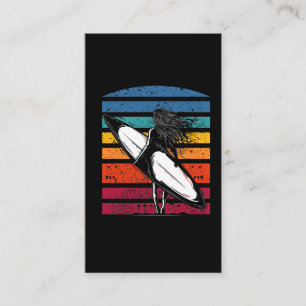 Vintage Surfer Girl Grapic Beach Surfboard Frau Visitenkarte