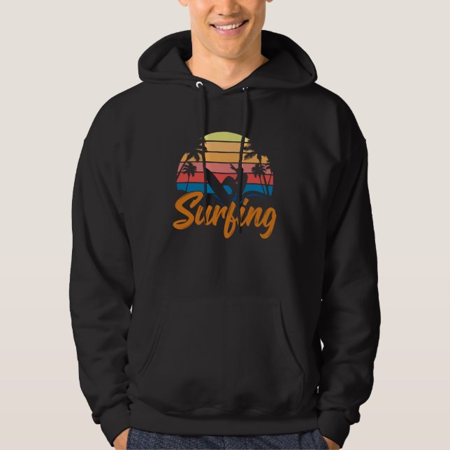 Vintage Surfer Retro Surfing Beach Summer Vacation Hoodie (Vorderseite)