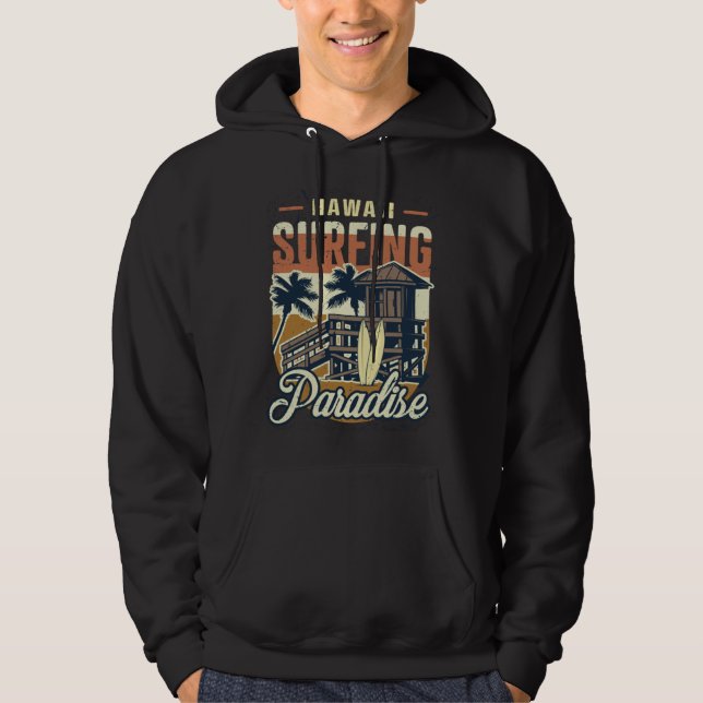 Vintage Surfer Retro Surfing Beach Summer Vacation Hoodie (Vorderseite)