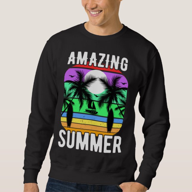 Vintage Surfer Retro Surfing Beach Summer Vacation Sweatshirt (Vorderseite)