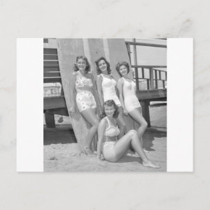 vintage Surferinnen Postkarte