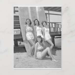vintage Surferinnen Postkarte