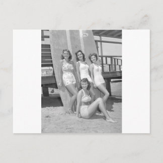 vintage Surferinnen Postkarte